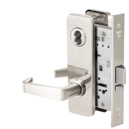 Best Grade 1 Storeroom Mortise Lock, 15 Lever, J Escutcheon, SFIC Housing Less Core, Bright Chrome Finish 45H7D15J625